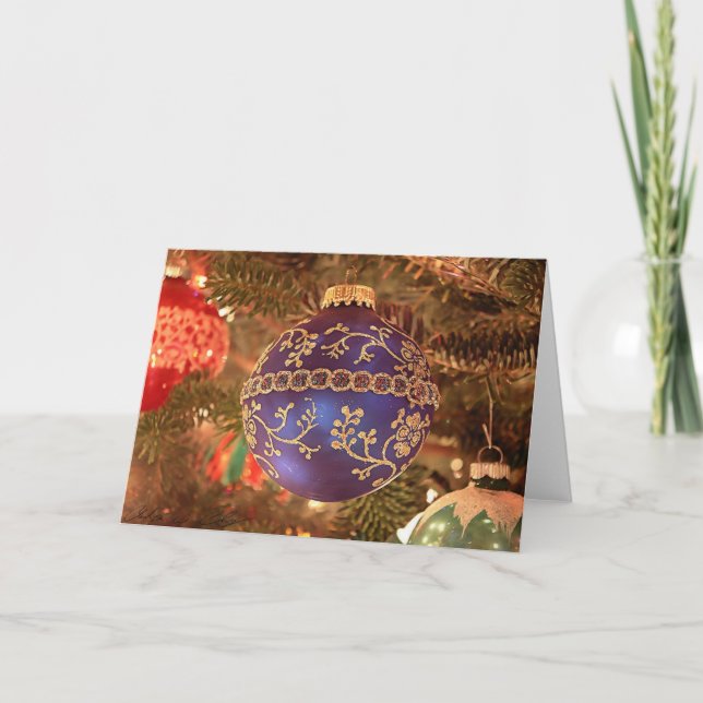 Blaue Weihnachtsfeier Feiertagskarte (Vorderseite)