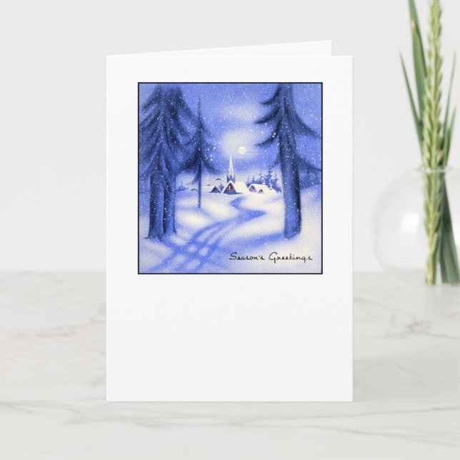 Blaue Weihnachtsfeier Feiertagskarte (Vorderseite)