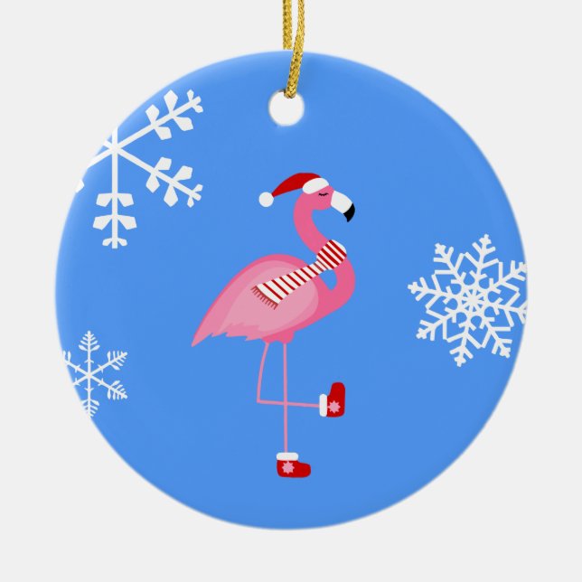Blaue Weihnachtsfeier Keramik Ornament (Vorne)