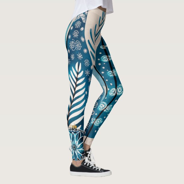 Blaue Weihnachtsfeier Leggings (Rechts)