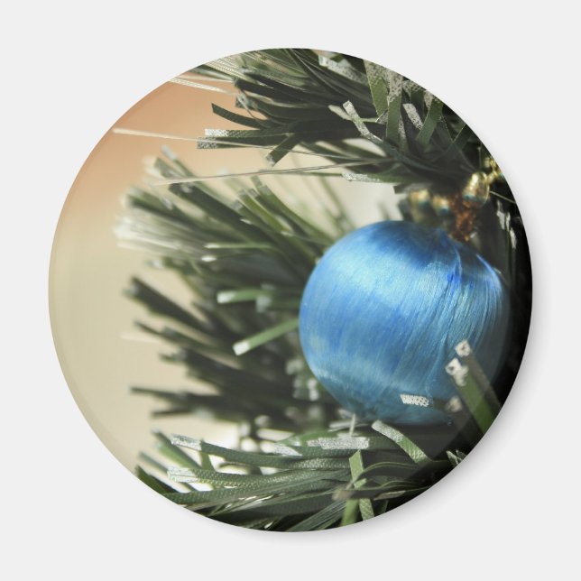 Blaue Weihnachtsfeier Magnet (Vorne)