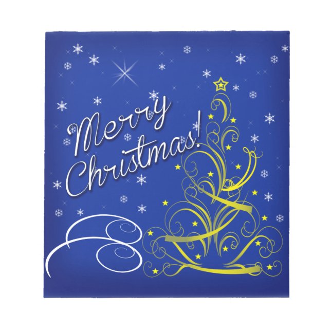 Blaue Weihnachtsfeier Notizblock (Vorderseite)
