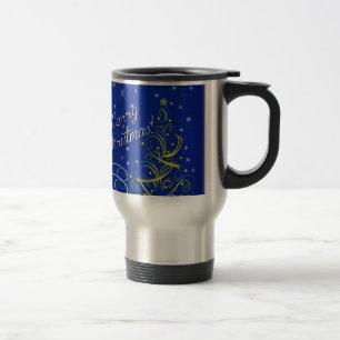 Blaue Weihnachtsfeier Reisebecher