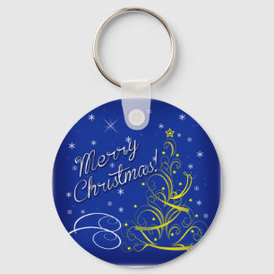 Blaue Weihnachtsfeier Schlüsselanhänger