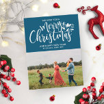 Blaue Weihnachtskarten - Foto der Familie Weihnach Postkarte<br><div class="desc">Blaue Weihnachtskarten - Foto Weihnachtskarte</div>