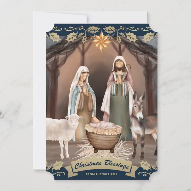 Blaue Weihnachtskrippe Christliches Weihnachten (Vorderseite)