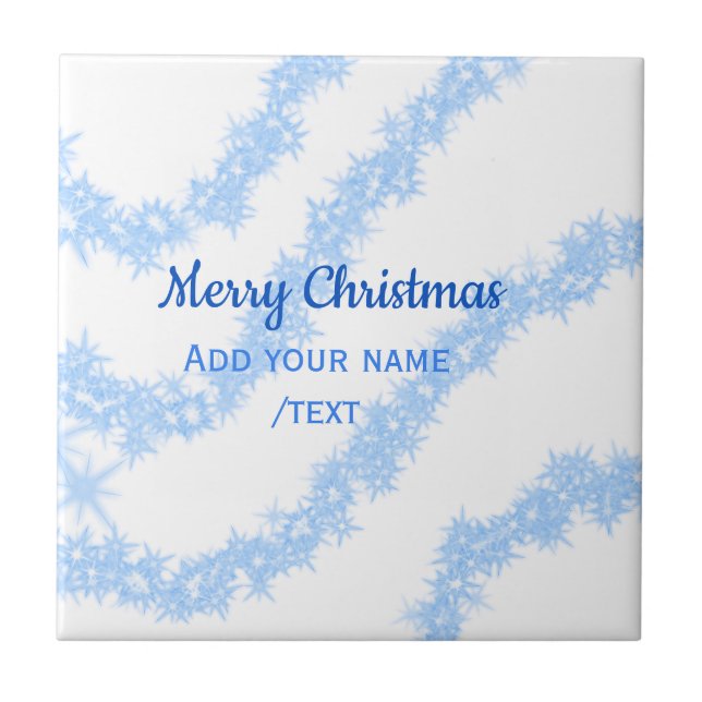 Blaue Weihnachtslieder mit glänzenden Glitzer trag Fliese (Vorderseite)