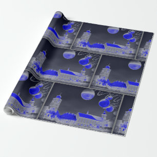 Blaue Weihnachtsnachtsnacht Geschenkpapier