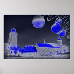 Blaue Weihnachtsnachtsnacht Poster