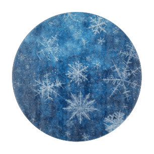 Blaue Weihnachtsschneeflocke Schneidebrett