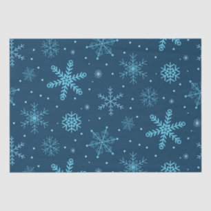 Blaue Weihnachtsschneeflocken Muster auf Navy Blue Seidenpapier