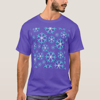 Blaue Weihnachtsschneeflocken Muster T-Shirt
