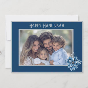Blaue Weihnachtsstern-Foto-Flach-Weihnachtskarte Feiertagskarte