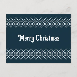 Blaue Weihnachtsstickerei nordische Strickwaren Postkarte