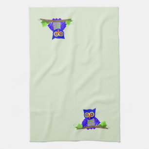 Blaue Weise Eule Handtuch