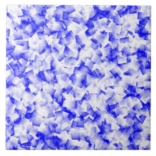 Blaue Weiß Cubism Muster Fliese