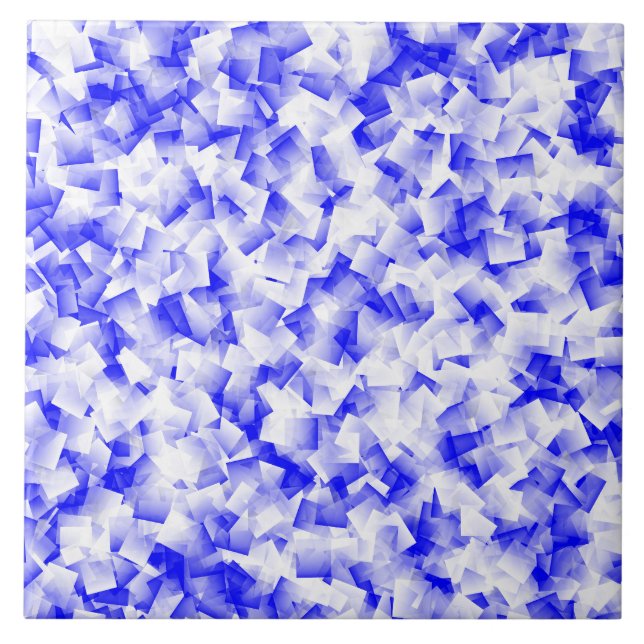 Blaue Weiß Cubism Muster Fliese (Vorderseite)