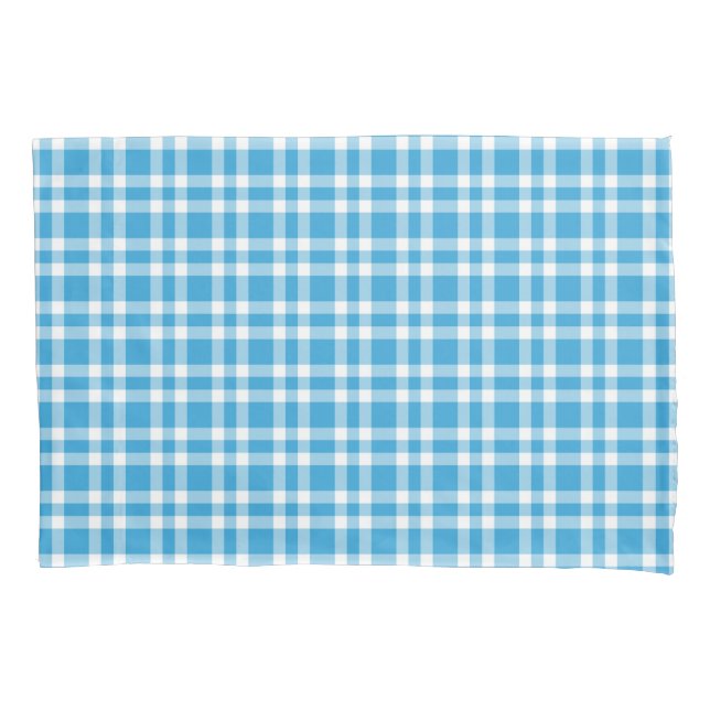 Blaue Weiß Karierte Muster Kissenbezug (Vorderseite-Links)