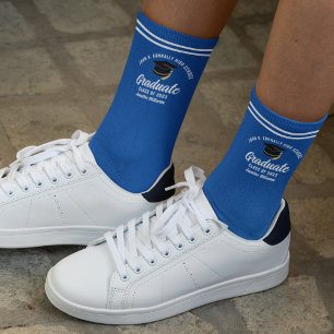 Blaue weiße Abschluss-Personalisation 2026 Socken