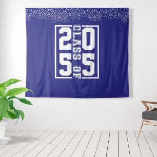 Blaue weiße Abschlussklasse mit sportlicher Typogr Wandteppich