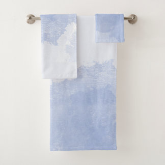 Blaue weiße abstrakte Wasserfarbspritzer Küste Badhandtuch Set