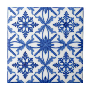 Blaue weiße Azulejo-Fliesen-Blumenmuster Fliese