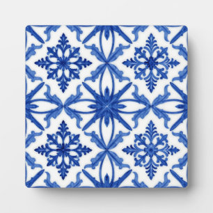 Blaue weiße Azulejo-Fliesen-Blumenmuster Fotoplatte
