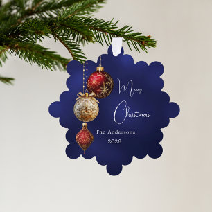 Blaue weiße Bauern Weihnachten Ornament Karte