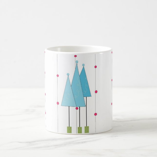 Blaue Weiße Bäume Tasse (Mittel)