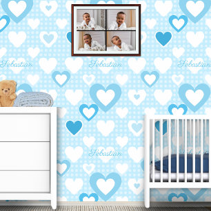Blaue weiße benutzerdefinierte Babynamen-Dekoratio Tapete