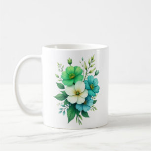 Blaue Weiße Blumen Bouquet-57453 Kaffeetasse