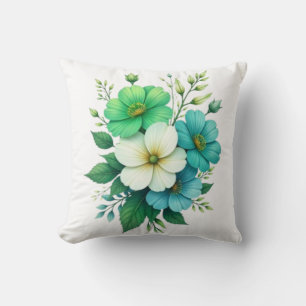 Blaue Weiße Blumen Bouquet-57453 Kissen