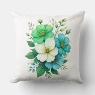 Blaue Weiße Blumen Bouquet-57453 Kissen
