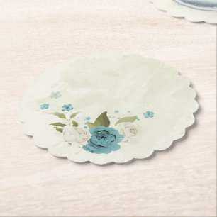 blaue weiße Blumen Grüne Hochzeit Untersetzer