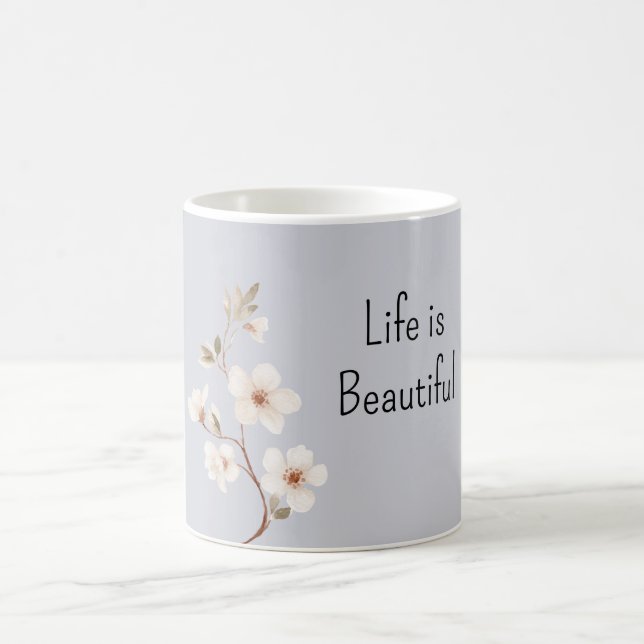 Blaue Weiße Blumen Kaffeetasse (Mittel)