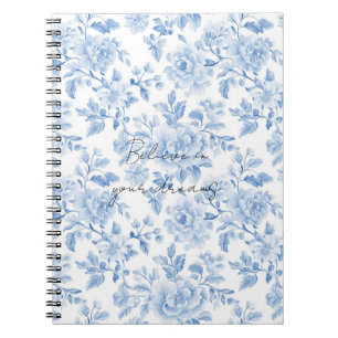 Blaue Weiße Blumen Notizblock