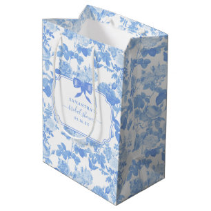 Blaue Weiße Blumen Rosen Chinoiserie Braut Dusche  Mittlere Geschenktüte