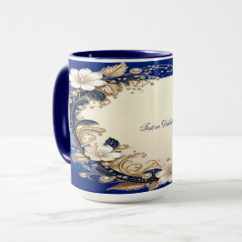 Blaue Weiße Blumen-Tasse Tasse