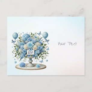 Blaue weiße Blumen-Vase Postkarte