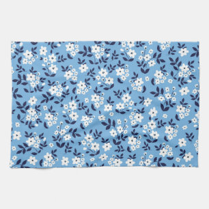 Blaue, Weiße Blumen: Vintage Geschirrtuch