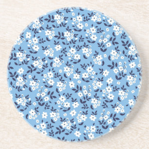 Blaue, weiße Blumen: Vintage Getränkeuntersetzer