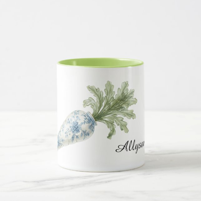 Blaue Weiße Blumenmöhre Tasse (Zentrum)