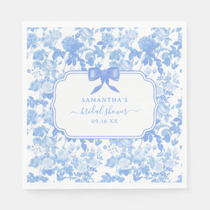 Blaue Weiße Blumenrosen Chinoiserie Brautdusche Serviette