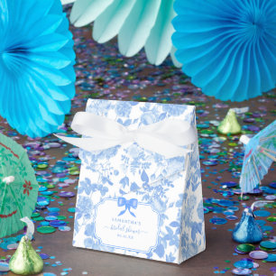 Blaue Weiße Blumenrosen Chinoiserie Brautschauer Geschenkschachtel