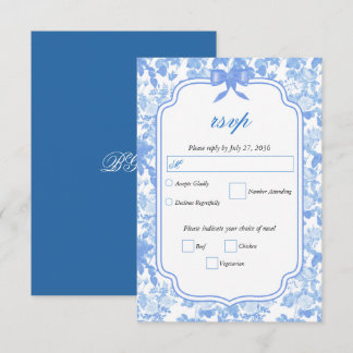 Blaue Weiße Blumenrosen Französische Chinoiserie H RSVP Karte