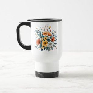 Blaue Weiße Blumenstrauß-57453 Reisebecher