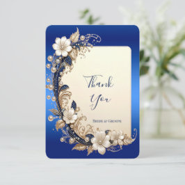 Blaue weiße Blumenverzierung Dankeschön-Karte Dankeskarte