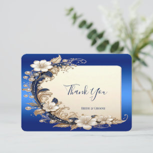 Blaue Weiße Blumenverzierung Dankeschönkarte Dankeskarte