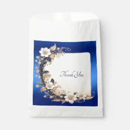 Blaue weiße Blumenverzierung Gefallen Tasche Geschenktütchen