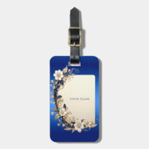 Blaue weiße Blumenverzierung Gepäckanhänger